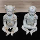 宋代 湖田窯影清金童玉女一對